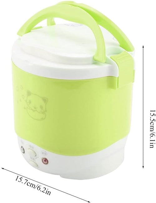 12V 100W 1L Electric Portable Multifunctional Rice Cooker Food Steamer with Non Stick Coating Sealed Buckle Suitable for Home and Cars (Green)