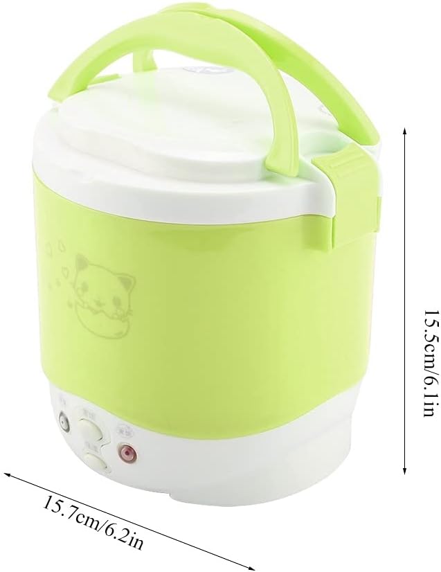 Small Rice Cooker Portable Multifunctional Rice Cooker Food Automatic 12V Electric Lunch Box on Stick Pot for Car Travel Camping (Pink)(Green)