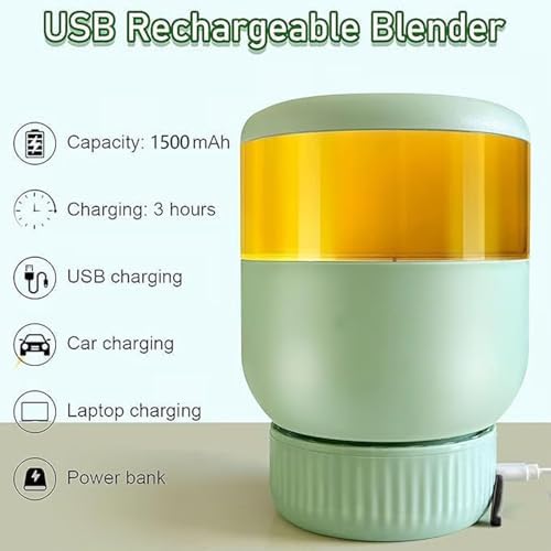Geoet 28 Oz Electric Citrus Juicer &amp Blender Portable Juice Press Bottle with Straw Multifunctional Rechargeable Cup for Smoothies &amp Shakes (2 Lids Included)