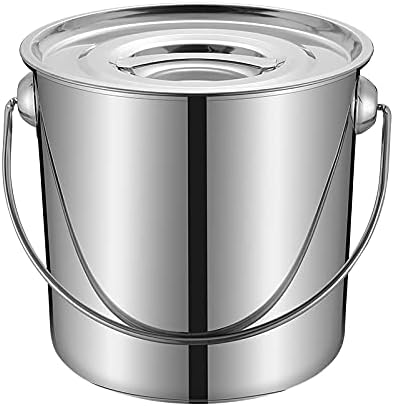 Stainless Steel Bucket with Lid Commercial Soup Bucket Household Thick Durable Large-Capacity Multi-Purpose Water Storage Bucket Used for Gas Stove/Induction CookerA35cm