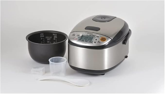 Zojirushi Micom 3-Cup Compact Size Multiple Settings Stainless Steel Made Built-In Retractable Power Cord and Easy to Transport Rice Cooker and Warmer
