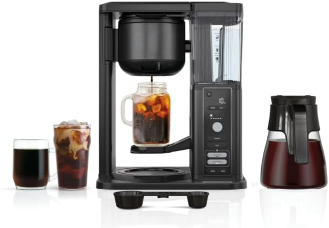 Niinja Hot Iced Coffee Maker Single Serve to 10 Cup Carafe Drip Rapid Cold Brew Versatile Brewing Smart Water System Color Black (CM 360)