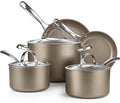 For 8-Piece Hard Anodized Aluminum Ceramic Nonstick Induction Cookware Set with Lids Bronze