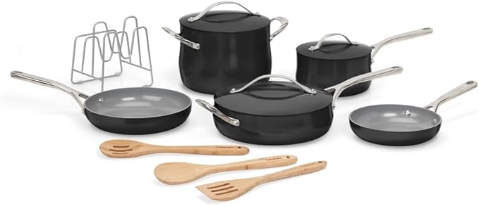 Cuisinart Culinary Collection 12-Piece Pots and Pans Set PURELYCERAMIC Nonstick Black