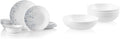 Corelle Vitrelle 18-Piece Service for 6 Dinnerware Set Triple Layer Glass and Chip Resistant &amp 4-Pc Meal Bowls Set Service for 4 Durable and Eco-Friendly 9-1/4-Inch Bowls
