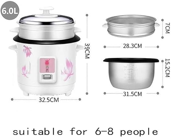 Rice Cooker Household Multifunctional Rice Cooker Smart Insulation with Steamer for 1-8 People (5L900W) ()