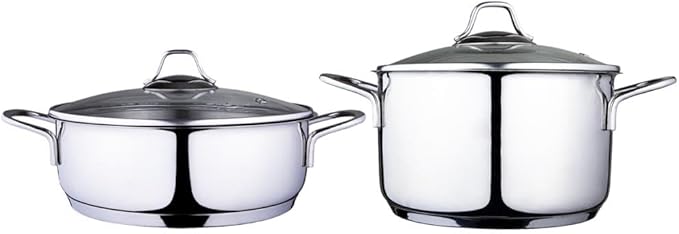 Serenk Pots and Pans Set Stainless Steel Non Stick 7 Pieces Non Toxic Cokware Induction Cookware w/Pots &amp Pans &amp Saucepans Cooking Sets Pots and Pans (Pot Set 4 Pc)