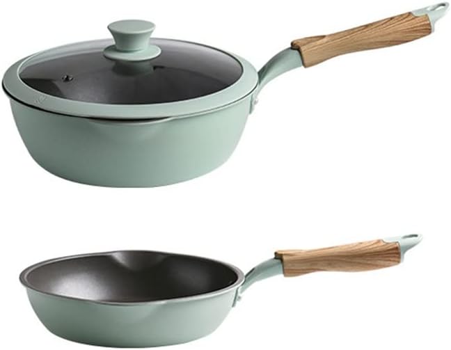 Cookware 3pcs Cooker Kitchen Non-Stick Frying Pan + Wok Cooking Cookware Set