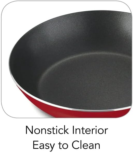 9-Piece Non-Stick Cookware Set - Red Kitchen Pots and Pans Set with Glass Lids Stay-Cool Handles for Gas Electric &amp Induction Stovetops