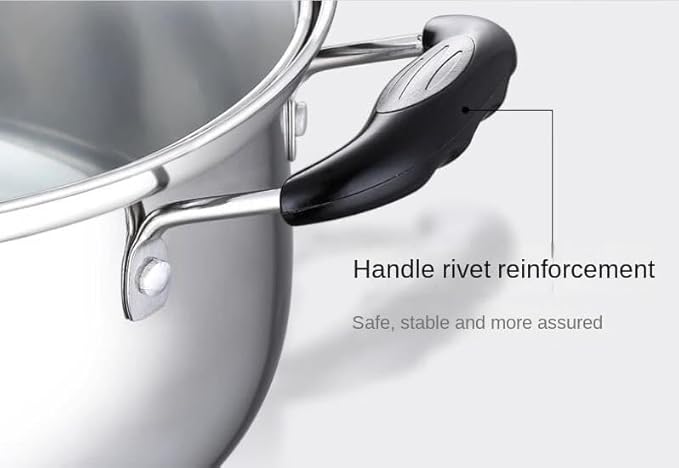 3-Piece Stainless Steel Cookware Set Frying Pan Soup Pot &amp Milk Pan with Glass Lid Induction Compatible and Safe