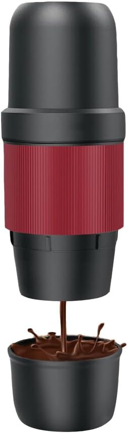Portable Espresso Maker 15 ATM High Pressure Extract USB Rechargeable 2000mAh Compact and Portable Outdoor Travel/Home/Car Red &amp Black
