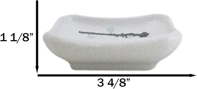 Ebros Gift Modern Yukino Hana Snow Flowers Ceramic Dinnerware Serveware Kitchenware Set Oriental Asian Restaurant Supply (Pack Of 6 Rectangle Condiment Sauce Dishes 2oz)