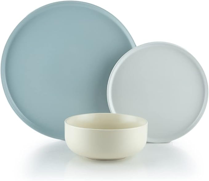 Everything Kitchens Modern Flat Dinnerware Collection (Jacinto 12 Piece Dinnerware Set)