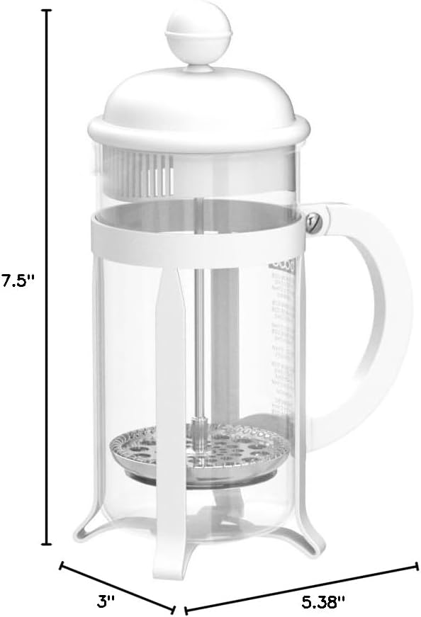 Bodum 12oz Java French Press Coffee Maker High-Heat Borosilicate Glass White- Made in Portugal