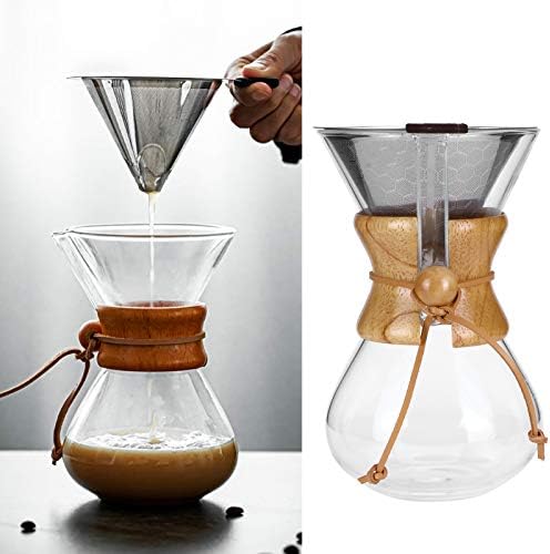 Atyhao Coffee Maker High-Temperature Glass Coffee Drip Brewing Pot with Stainless Steel Filter(600ml)