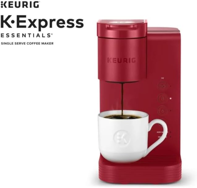 Keurig K-Express Essentials Single Serve K-Cup Pod Coffee Maker with 45oz Reservoir Fast Brewing Back-to-Back Cups and Energy Efficient (Red)