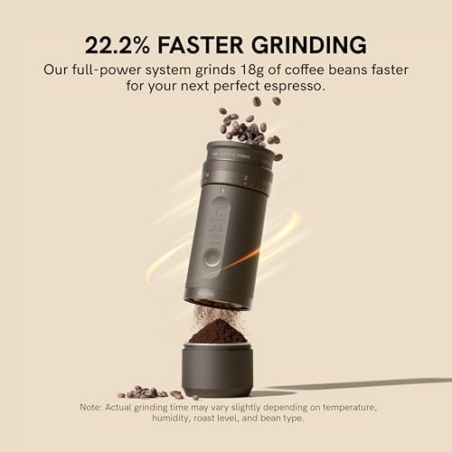 OutIn Nano Portable Electric Espresso Machine with Fino Portable Electric Coffee Grinder White &amp Forest Green
