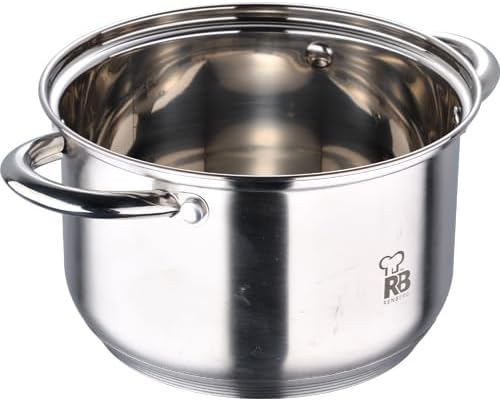 Alexander - 7 Piece Kitchen Battery with 3 Ducks of 18 20 and 24 cm with a Lid + 1 of 16 cm - Made of Stainless Steel - Bucket Set - 5-Layer Capsuled Background