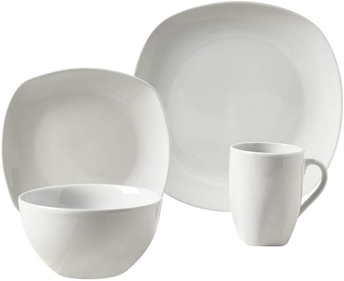 Logan 16pc Soft Square Porcelain Dinnerware Set