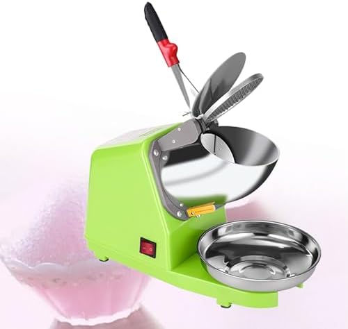 Electric ice Crusher with Stainless Steel Double Blades for ice Cream ice Cream Cocktails and Cold Drinks (Green)