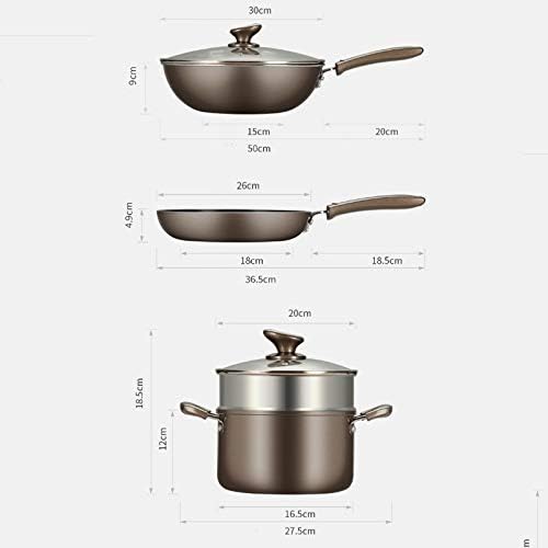Cookware 3Pcs Cookware Set Non-stick Cookware Frying Pan Cooking Pot &amp Pan Saucepan with Glass Lid
