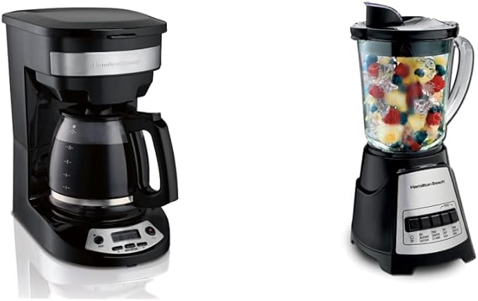 Hamilton Beach 12 Cup Programmable Coffee Maker &amp 12 Cup Programmable Coffee Maker Brew Options Glass Carafe (46299) Black with Stainless Accents