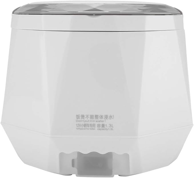 Travel Rice Cooker Portable 12V 100W 1 3L Mini Multifunctional Electric Non Stick Pot for Outdoor Car Cooking with Keep Warm Function and Easy Carry Design (White)