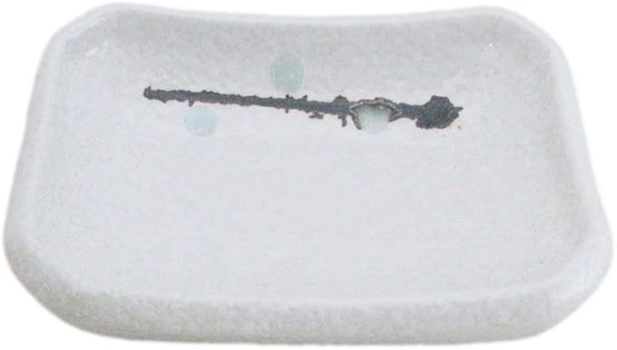 Ebros Gift Modern Yukino Hana Snow Flowers Ceramic Dinnerware Serveware Kitchenware Set Oriental Asian Restaurant Supply (Pack Of 6 Rectangle Condiment Sauce Dishes 2oz)