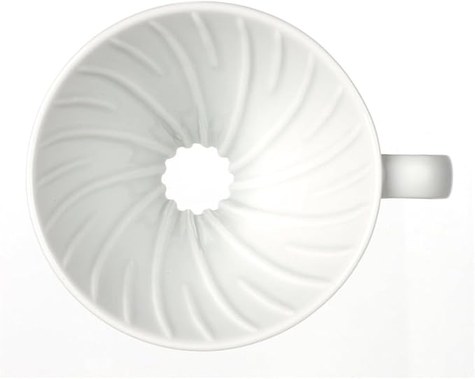 Hario V60 Coffee Pour Over Kit Bundle Set - Comes with Ceramic Dripper Range Server Glass Pot Measuring Spoon and 100 Count Package of Hario 02W Coffee Filters