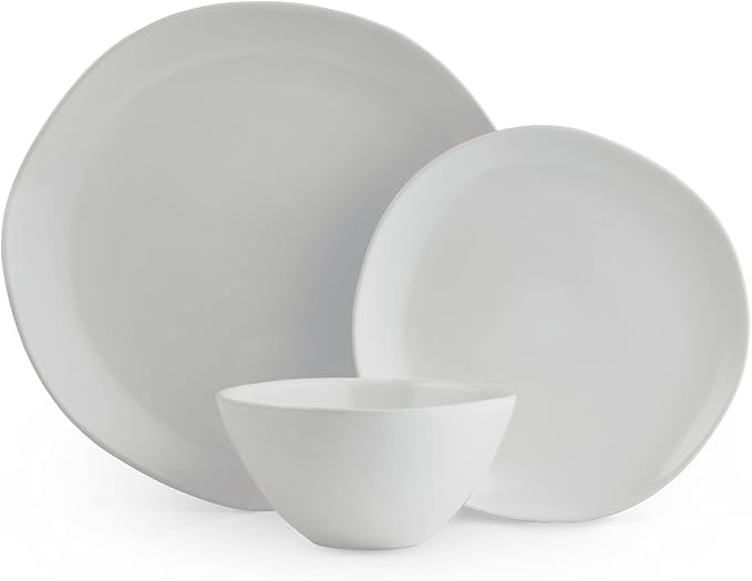 Portmeirion Sophie Conran Arbor 12 Piece Dinneware Set | Organic Shape Stoneware Serving Plates | Appetizer Buffet Dinner and Lunch Plates | Dishwasher Safe