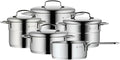 WMF 0718556040 Mini pan set 5-piece stainless steel lids saucepan Cromargan 18/10 Stainless steel Space saving Stackable Design universal bottom induction Dishwasher safe