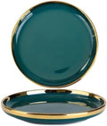 Dinner Sets Gilt Rim Green Ceramic Plate Steak Food Plates Bowls Ins Dinner Dish Luxurious Porcelain Dinnerware Set For Family Hotel(10 inch plate 1pcs)