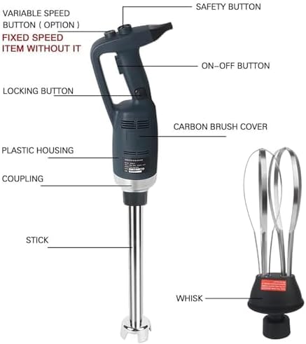 500W Immersion Blender Adjustable Speed 4000-16000RPM 304 Stainless Steel Anti-Splash Design Perfect for Soups Vegetables and Food Preparation