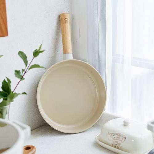 FIKA 5-Piece Nonstick Cookware Pot and Pan Set with Lid Healthy Cooking Ceramic Coated Skillet with Natural Wood Handle Induction Gas Stove Compatible Kitchenware Everyday Cooking Made in Korea