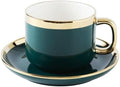 Dinner Sets Gilt Rim Green Ceramic Plate Steak Food Plates Bowls Ins Dinner Dish Luxurious Porcelain Dinnerware Set For Family Hotel(Cup and saucer)
