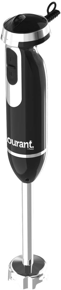 Courant Immersion Hand Blender with Variable Speed Stainless Steel Blades for Smoothies Purees and Soups Easy-Grip Control (Black)