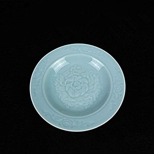 Plates Dinnerware 8 inches Celadon Dish with Penoy Microwave and Dishware Safe(set of 4)