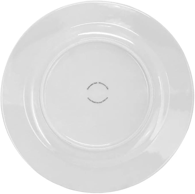 16-Piece White Porcelain Dinnerware Set – Double Bowl Plates Microwave &amp Dishwasher Safe Textured Design Tableware for Elegant Dining