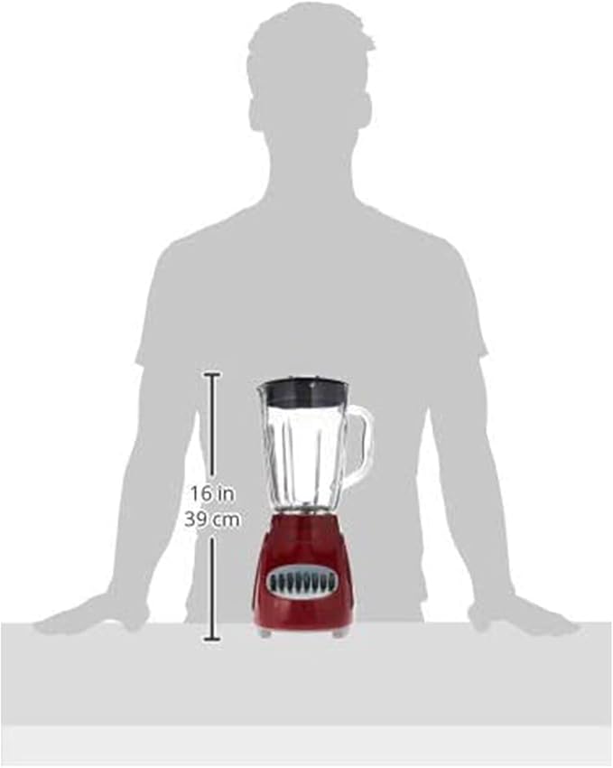 550W 12-Speed Countertop Blender with Pulse &amp Glass Jar – Ice Crusher Smoothie &amp Shake Maker BPA-Free 42oz Jar Stainless Steel Blades – Black and Red Kitchen Blender (Red)