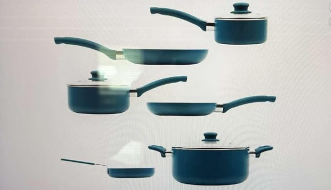 Nonstick Cookware Set Ceramic Coating12 pieces Cooking Pots and Pans Kitchen Utensils Included Dishwasher Safe Durable Cookware nine-piece ceramic cookware set has silicone tools pot guards