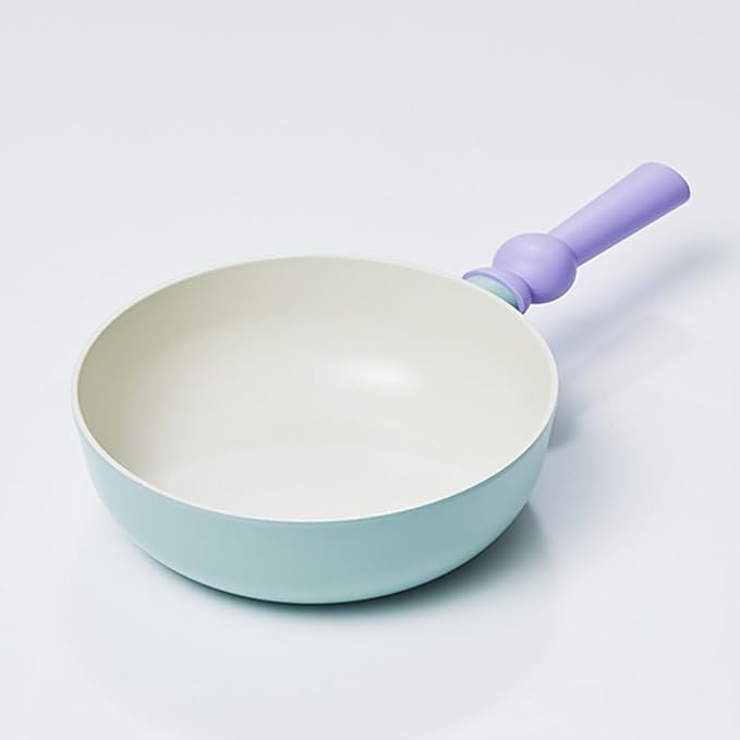 Neoflam Better Finger Cookware Set - Mint and Yellow Beginner 3-Piece Ceramic Coating Kitchen Pot and Wok