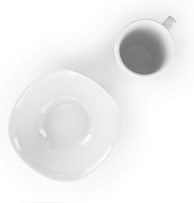 16 Piece Porcelain Dinnerware Set in White Soft Square Modern Plates and Bowls Dishwasher and Microwave Safe Tableware Set for 4