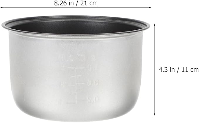 Cabilock 3L 21 x 21 cm/ 8.27 x 8.27 in Household Rice Cooker Inner Pot Aluminum Alloy Non- Stick Rice Cooker Pot Silver