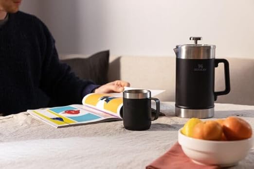 STANLEY Classic Stay-Hot French Press Coffee Maker 48 oz | 5 Minute Brew 4 Hours Hot | Mesh Filter for Coffee Grounds | Insulated Stainless Steel French Press | BPA-Free | Cream Gloss