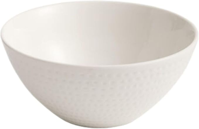 Thcbme 碗家用2024新款德化白瓷浮雕碗斗笠碗新款汤面碗沙拉碗/Ceramic Dinnerware SetsPlates and Bowls/6.1英寸R汤碗-方格款