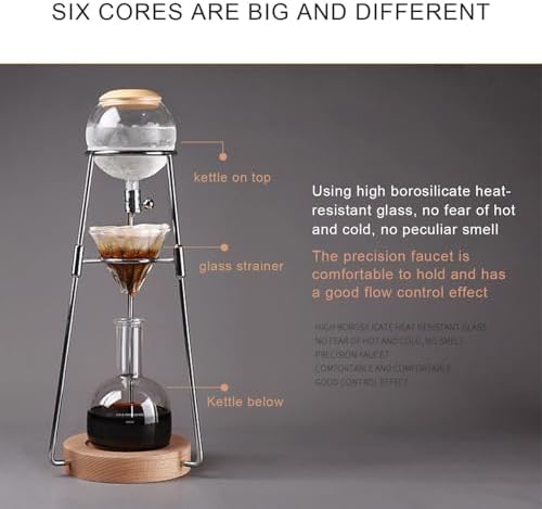 Cold Brew Drip Tower Cold Brew Drip Tower Coffee Maker Ice Coffee Cold Brew Maker with Stainless Steel Rack Detachable Glass Cold Brew Maker Coffee Lover Gift for Coffee Lovers Gift