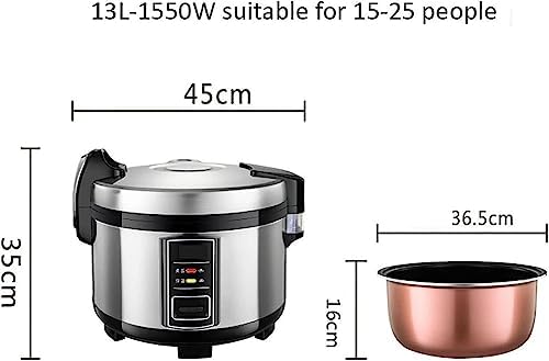 Commercial Rice Cooker 10-25L Capacity Non-Stick Inner Pot Ideal for Hotels Restaurants Canteens Schools Slow Cooking Large Capacity(13L)