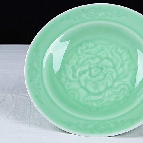 Plates Dinnerware 8 inches Celadon Dish with Penoy Microwave and Dishware Safe(set of 4)