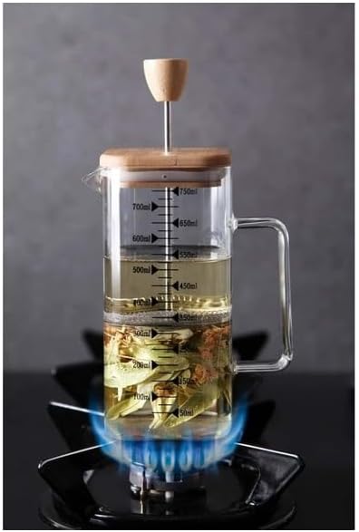 3-in-1 French Press Coffee Maker Stainless Steel with Bamboo Heat-Resistant (bambu)