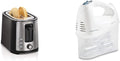 Hamilton Beach 2 Slice Extra Wide Slot Toaster with Bagel &amp Defrost Settings Shade Selector (22633) and Hamilton Beach 6-Speed Electric Hand Mixer with Whisk Traditional Beaters (White)